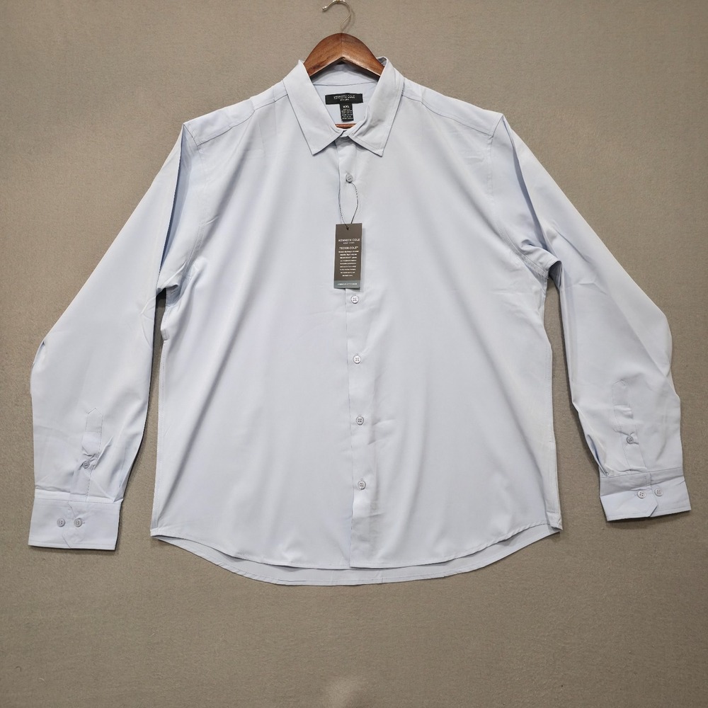 Kenneth Cole Men's Blue Long Sleeve 4 Way Flex Water Repel‎ Shirt Size 2XL NWT